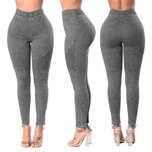 Jean Skinny Femme Grande Taille Taille Haute Effet Denim Panneauté Longueur Intégrale Coton Spandex Style Décontracté Printemps - Product Image 4