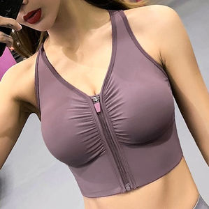 เสื้อชั้นในกีฬาโยคะแบบมีโครงรับรับน้ำหนักสูงสำหรับผู้หญิงไซส์ใหญ่ พิมพ์โลโก้ได้ตามต้องการ ดีไซน์แบบ Racerback ปิดด้านหน้า ไร้ตะเข็บ เหมาะสำหรับการฝึกซ้อม - Product Image 5