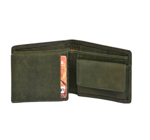 Mens Leather <b>Wallet</b> Bifold Slim Card Holder ID Window Coin Pocket Multi Slot Compact Fold <b>Wallet</b> Minimalist Design Green - Product Image 1