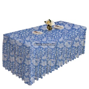 Beautiful Hand Block Printed Table Cover Floral Printed Cotton Printed <b>Rectangle</b> Table Decor Cover For Home Decor - Product Image 5