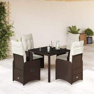 Ensemble de bistrot de jardin en polyrotin marron 5 pièces avec coussins - Product Image 1