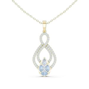 Pendentif en or blanc 14 carats avec diamants de laboratoire de forme poire, marquise et ronds pour femmes |   Vêtements de mariage |   Nouveau diamant cultivé - Product Image 2