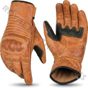 Gants de moto rétro en cuir respirants, longueur poignet, pour sports de plein air, pour hommes, couleur beige, sans doublure, pour printemps et automne - Product Image 3