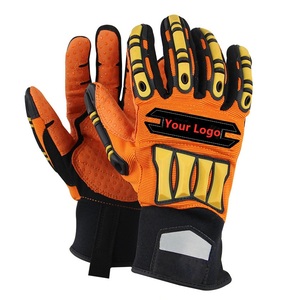 Gants de travail anti-coupure orange et noir avec revêtement de paume à pois, résistants aux chocs, avec doublure en Kevlar, niveau de protection anti-coupure ANSI/ISEA 6, sangle de poignet - Product Image 4