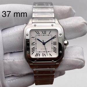 Reloj de Lujo con Caja Cuadrada de Acero Inoxidable de 37 mm, Esfera Blanca con Números Romanos, Manecillas Azules, Cristal de Zafiro, Movimiento Automático ETA - Product Image 1