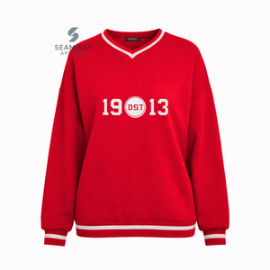 Delta |   Sigma |   Sudadera Theta Sorority para Mujer, Cuello en V, Jersey Bordado Griego, Estilo Universitario, Talla Grande - Product Image 1