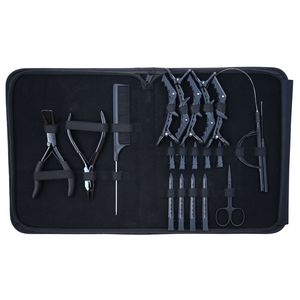 Kit professionnel d'extensions capillaires avec pince à sertir, outil de retrait de perles, aiguilles à boucle, ciseaux, peigne, pinces bec de canard et pinces à cheveux - Product Image 1
