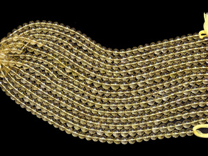Cuentas facetadas redondas de cuarzo AAA de 7mm-8mm, cuarzo amarillo natural, piedra preciosa semipreciosa, cuentas sueltas para fabricación de joyas. - Product Image 3