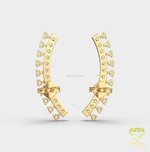 Luxury Double Row Moissanite Diamond Hoop Earrings Rose Gold Earrings For Women - Product Image 6