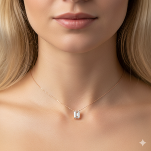 สร้อยคอเพชรเพาะเลี้ยงในห้องปฏิบัติการ 1 กะรัต รับรองโดย IGI เงินแท้ 925 ทอง 14K สี DE ความสะอาด VVS2 รูปทรงมรกต จี้เดี่ยว ผู้ผลิต จัดส่งแบบ DDP สหรัฐอเมริกา - Product Image 1