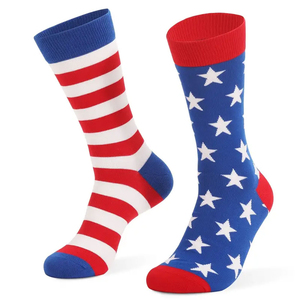 Chaussettes d'été décontractées pour adultes, motif drapeau américain, rayures rouges, blanches et bleues, étoiles, respirantes, tricotées, différents motifs - Product Image 4