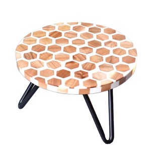 Handcrafted <b>Epoxy</b> <b>Resin</b> and Natural Wood Inlay Cake Stand Premium Metal-Leg Dessert Display Festive Events & Luxury Decoration - Product Image 6