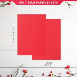 Confezione da 150 Fogli di Carta Velina Rossa 14 X 20 Pollici, Carta da Regalo per Natale e Confezioni Romantiche per San Valentino - Product Image 1