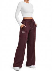ONETEN APPARELS Pantalon de jogging décontracté pour homme en polyester marron, mi-lourd, coupe large, taille élastique avec cordon de serrage et poches latérales - Product Image 5