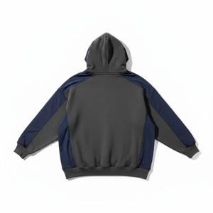 Sudadera con Capucha para Hombre, Estilo Urbano, Color Sólido, con Paneles en Contraste, Forro Polar, Talla Grande - Product Image 3