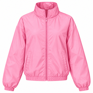 Custom Men’s Windbreaker Tracksuit Set 2 Piece Polyester <b>Nylon</b> Full Zip Athletic Sportswear <b>Jogger</b> Pants OEM ODM in pink color - Product Image 4