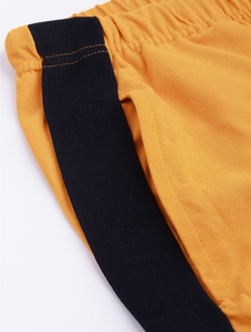 Pantalones Deportivos de Felpa de Algodón Amarillo Mostaza para Hombre, con Rayas Laterales Negras, Cintura Elástica con Cordón, Estilo Casual para Invierno - Product Image 5