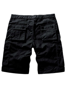 Shorts cargo pour homme, couleur unie, cordon de serrage, taille mi-haute, en coton, style décontracté avec poches, design respirant, 220g - Product Image 2