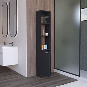 Mobiletto alto da bagno Parks Linen con 6 ripiani e una porta, per soggiorno e cucina - Product Image 5