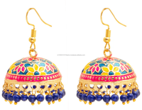 Boucles d'oreilles Jhumka indiennes Meenakari pour femmes, modernes, faites à la main, en métal, pour les fêtes, Diwali, fête des mères, cadeaux de fête, bijoux pour demoiselles d'honneur