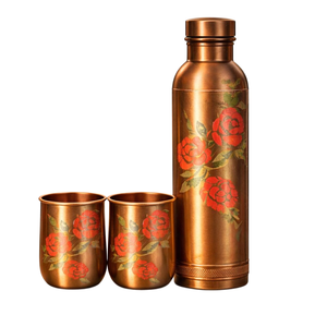 Household Dinner <b>Lunch</b> Decorative Copper Water Bottle <b>Set</b> Classic Design Eco-Friendly Large Capacity Portable Popular Flower - Product Image 1