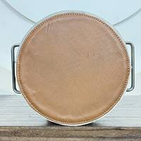 Plateau de service en cuir véritable, cuir de vachette travaillé, avec motif floral tournesol et poignées métalliques, pour la décoration de la maison et les cadeaux