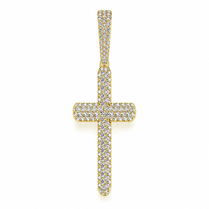 Colgantes y Dijes de Lujo de Oro Sólido de 10K con Cruz de Jesús y Diamantes Cultivados en Laboratorio, Diseño Religioso Cristiano Personalizado, de Última Tendencia - Product Image 1