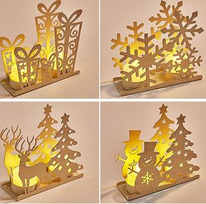 Lot de 2 bougeoirs vintage en fer ajouré pour décoration de table de Noël, motif renne avec sapin - Product Image 3