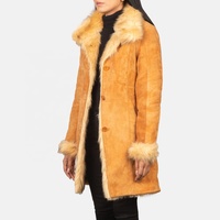 Manteaux en fourrure de mouton Toscana jaune, style fourrure, respirants, en cuir, pour femmes, vêtements chauds d'hiver