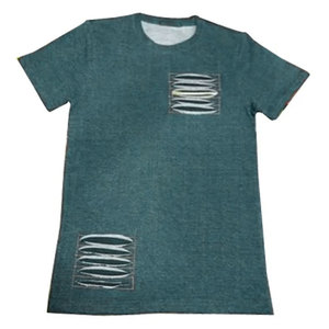 เสื้อยืดสไตล์ดิสเทรส ขาดรุ่ย แต่งรู ทรงสตรีทแวร์ คอกลม แขนสั้น ผ้าแคนวาส 100% คอตตอน เป็นมิตรต่อสิ่งแวดล้อม ระบายอากาศได้ดี ทรงหลวมไหล่ตก - Product Image 2
