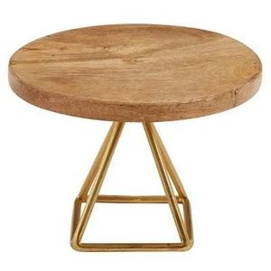 Round Wood <b>Cake</b> <b>Stand</b> with black Metal Base Circle Shape Handmade Dessert Display for Wedding Birthday Party Home Decor - Product Image 3