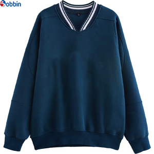 Sudaderas de Felpa Decorativas de Moda para Mujer, Tallas Grandes, Cuello Redondo, Manga Larga, 100% Algodón, Color Sólido - Product Image 3