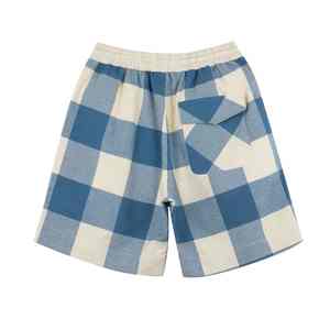 Shorts à carreaux de haute qualité pour hommes, décontractés, en coton, avec taille élastique et cordon de serrage, logo personnalisé OEM - Product Image 2