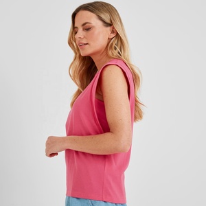 Camiseta sin mangas de algodón de alta calidad con estampado personalizado para mujer, estilo corto, con efecto desgastado y rotos, camiseta gráfica sin mangas para mujer - Product Image 4