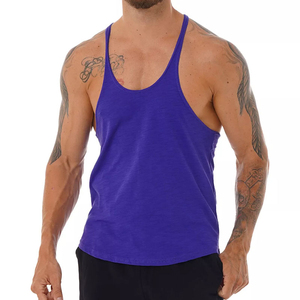 Custom Made Men's 100% Polyester Seamless <b>Stringer</b> Tank Top Y-Back Gym Wear Quick Dry Breathable Loose Muscle Fit - Product Image 5