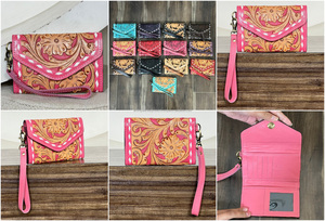2026 Premium Brand Floral Western Style Genuine Cowhide Leather Cowgirl Wallet New Pattern <b>Wristlet</b> Clutch for Travel Organizer - Product Image 3