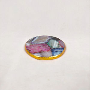 Ensemble de 6 dessous-de-verre en agate polie, dessous-de-verre en marbre vintage, décoration de table, tapis et sous-verres pour la maison, vente en gros - Product Image 1