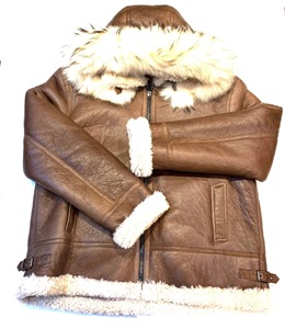 Premium Genuine Leather <b>Shearling</b> <b>Jacket</b> <b>Men</b> Warm Sheepskin Fur Aviator Biker Winter Coat Luxury Durable Fashion Wear Fit - Product Image 3