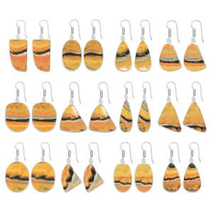 Girls Party Wholesale Best Beautiful Trendy Cute Natural <b>Bumble</b> <b>Bee</b> Jasper Multi Shape Silver Plated Dangle <b>Earring</b> for Women - Product Image 1