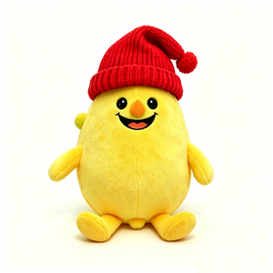 Almohada de limón suave personalizada, peluche de limón amarillo, peluche de limón con gorro de punto rojo, peluche de limón con gorro de pompón. - Product Image 2