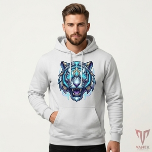 Sweat à capuche unisexe coupe classique en molleton polyester/coton, fermeture éclair, motif graphique personnalisé, style urbain vintage, printemps, écoresponsable - Product Image 3