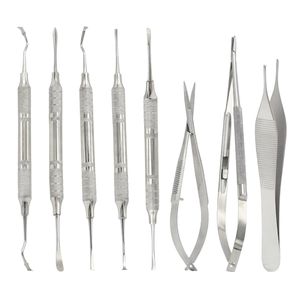 Ensemble de 7 instruments de microchirurgie, kit chirurgical de précision, outils médicaux dentaires en acier inoxydable, certifiés CE, réutilisables - Product Image 1