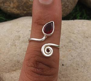 925 Sterling <b>Silver</b> Bezel Setting Red Garnet Brilliant Cut Handmade Classic <b>Boho</b> Dainty Solitaire <b>Ring</b> Certified Wedding Party - Product Image 1