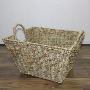 Panier en jonc de mer tressé de haute qualité avec poignées, panier de rangement durable pour vêtements pour la maison et le bureau - Product Image 4