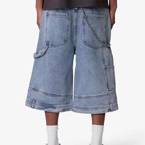 Shorts cargo en jean délavé pour homme, taille mi-haute, style décontracté d'été, 100 % coton tissé, avec poches - Product Image 4