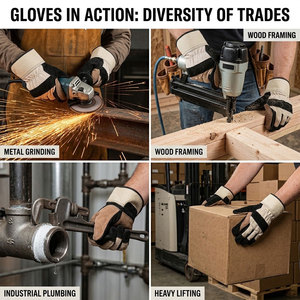 Premium <b>Cow</b> Split Leather Work Gloves Heavy Duty Protective Safety Gloves With Durable Canvas Back & Cuff For Construction - Product Image 3