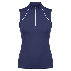 Gilet sans manches rose clair pour femme, fermeture éclair, couleur unie, demi-zip, vêtements d'équitation, faible MOQ - Product Image 4