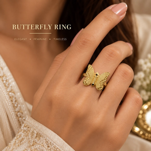 Elegant Butterfly Jewelry <b>Set</b> | Gold Plated Necklace <b>Earrings</b> <b>Bracelet</b> Ring | Women's Matching Bridal Wedding Fashion Jewelry - Product Image 4