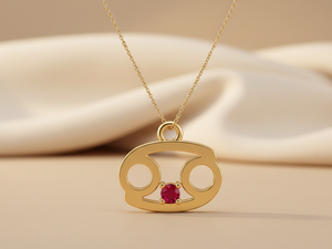 Collier pendentif zodiaque Cancer en zircon plaqué or 14 carats sur chaîne en laiton, design minimaliste unisexe - Product Image 3