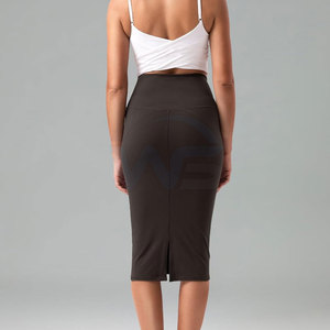 Falda lápiz ajustada para mujer, elegante falda midi de cintura alta, tela elástica para oficina, negocios y uso informal. - Product Image 3